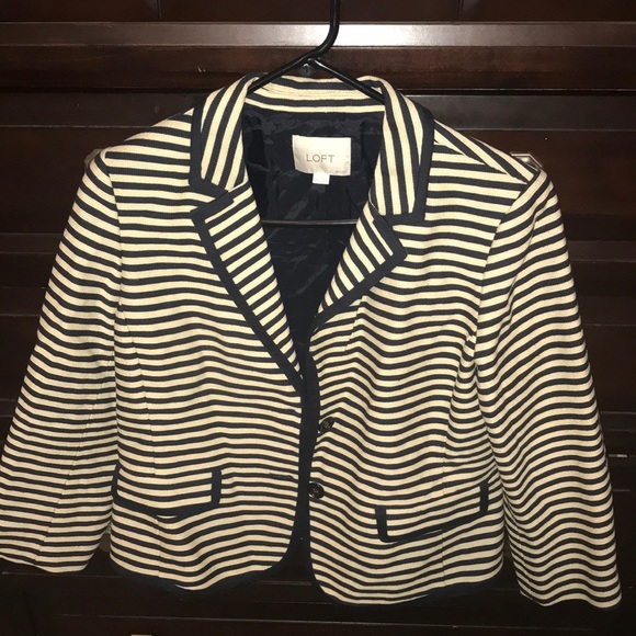 LOFT Jackets & Blazers - Navy blue and cream striped blazer